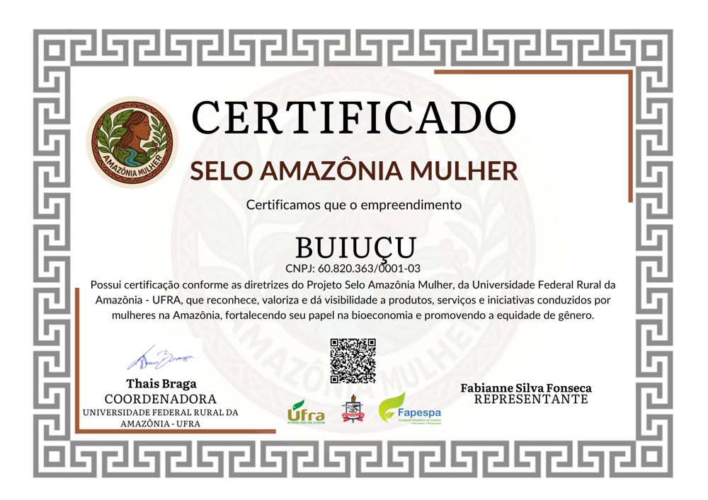 Certificado — Buiuçu Bordados