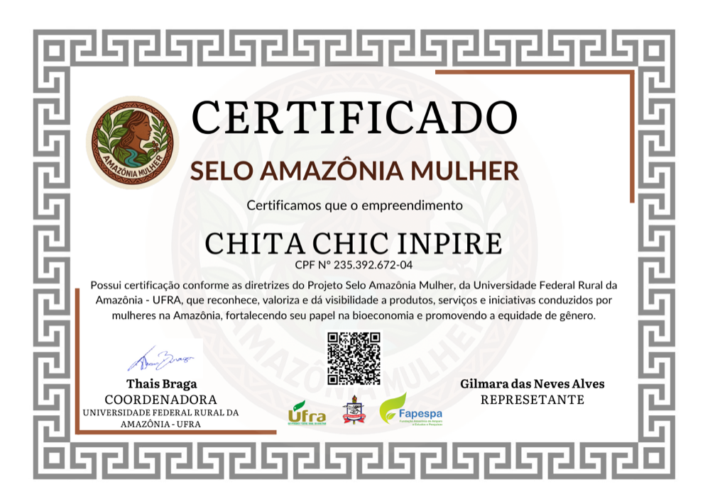 Certificado — Chita Chic Inspire
